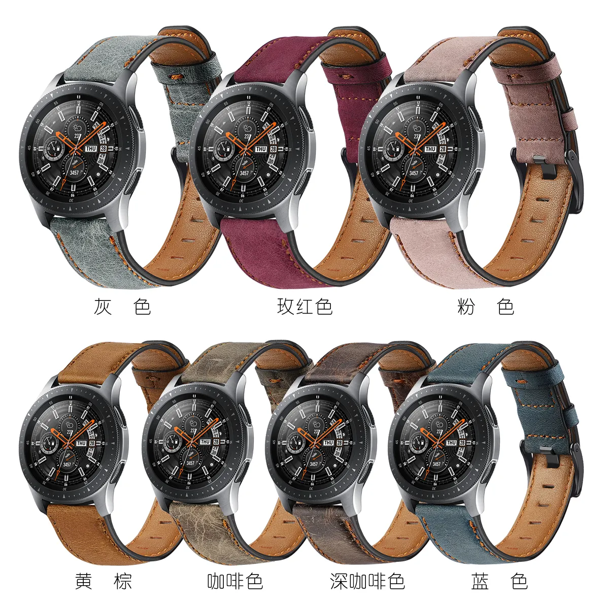 Genuine Leather Band for Samsung Galaxy Watch 4 Classic/Active 2 46mm 20mm 22mm Bracelet For Amazfit GTS 2e/3