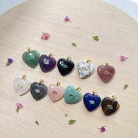 Pendentif Cœur en Quartz Naturel, Faible MOQ, Résistant aux Rayures, Lisse et Poli, Breloques en Alliage Plaqué Or pour Fabrication de Bijoux, Style Bohème Unisexe