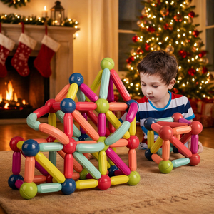 Bloques de Construcción 3D, Juego de Construcción DIY <span class=keywords><strong>con</strong></span> Palos y Bolas Magnéticas de Plástico ABS para Niños, Edificios Modernos Educativos - Product Image 3