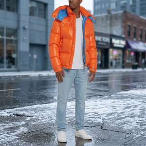 Stylish Hooded Bubble <b>Jacket</b> for Men Premium Quality <b>Waterproof</b> Breathable <b>Warm</b> Lightweight Padded Durable Casual Winter Outdoor - Product Image 2