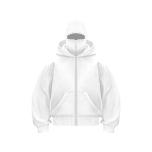 Sweat à capuche zippé ample hiver chaud sweat décontracté à capuche <span class=keywords><strong>masque</strong></span> facial fermeture éclair maillot veste de sport pour les activités de plein air teint uni - Product Image 5