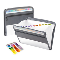 Porte-documents extensible en PP coloré à 13 poches, construction durable, avec fermeture éclair et étiquettes adhésives personnalisées