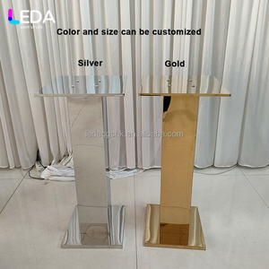 Elegante Soporte para Flores con Superficie de Espejo LEDA, Centro de Mesa Dorado para Bodas, Decoración para Recepciones de Banquetes - Product Image 2