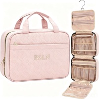 Pochette de maquillage matelassée en polyester à suspendre, trousse de toilette de voyage multi-plis imperméable pour femmes