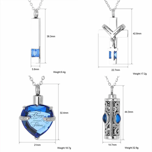 Venta al por mayor de joyería de cremación personalizada de acero inoxidable clásico corazón Cruz Cubic Zircon recuerdo Memorial cenizas urna collar - Product Image 2
