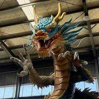Modèle de dragon chinois animatronique de 40 m, statue de dragon réaliste en mouvement, yeux lumineux, pulvérisation d'eau, décoration de parc à thème