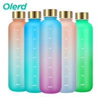 Botella de Agua Transparente de Plástico de 1000 ml con Escala de Graduación, Vaso de Agua de PP con Color Degradado para Deporte