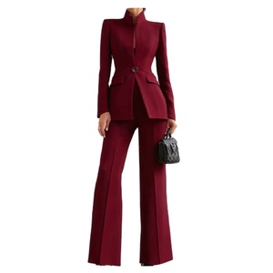 Conjunto de Dos Piezas <span class=keywords><strong>para</strong></span> <span class=keywords><strong>Mujer</strong></span>, Estilo Europeo Americano 2026, Corte Regular, Manga Larga, Color Sólido, con Bolsillos, Terciopelo Antiarrugas + <span class=keywords><strong>Traje</strong></span> Largo - Product Image 1