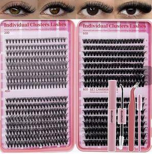 Aesphylash Self Adhesive Handmade Fiber Cluster <b>Lashes</b> Kit Custom Logo Reusable Waterproof False Eyelashes Black Cotton Stalk - Product Image 1