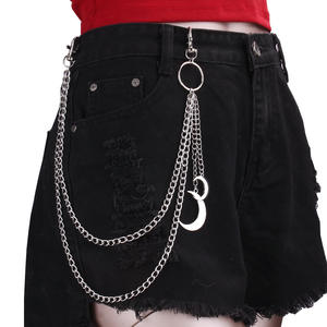 Chaîne de taille tibétaine en argent avec pendentif lune, double anneau, style punk, unisexe, chaîne de corps tendance pour tenue décontractée - Product Image 3