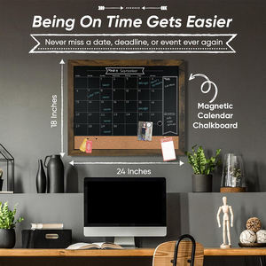 Wideny Blackbopard Calendrier <span class=keywords><strong>Tableau</strong></span> en liège <span class=keywords><strong>Tableau</strong></span> noir encadré rustique Calendrier et <span class=keywords><strong>tableau</strong></span> d'affichage Combo - Product Image 2