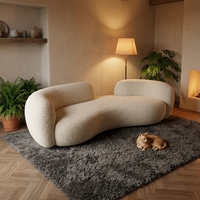 Ensemble de canapés sectionnels modernes nordiques, tissu en fausse fourrure de mouton, design artistique incurvé, mobilier pour appartement, centre commercial, chambre d'hôtel, bureau