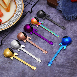 Cuillère à café créative en forme de guitare, en acier inoxydable de haute qualité, cuillère à café en titane pour mélanger le café - Product Image 5