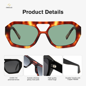 Omelle Moda Gafas de Sol de lujo 2024 Aviación Acetato Gafas de sol Color tortuga Gafas de sol Verde TAC Lente Sol polarizado - Product Image 4