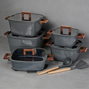 <span class=keywords><strong>Set</strong></span> di Pentole Classico da 12 Pezzi Quadrato per Pentola Antiaderente Blue Diamond con Manico in Bakelite Placcato Oro Ecologico - Product Image 3