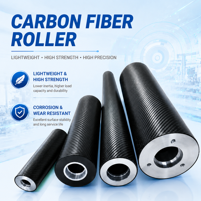 Carbon Fiber Roller for Printing Packaging Coating Machine | Lightweight High Rigidity Industrial Guide Roller OEM Manufacturer