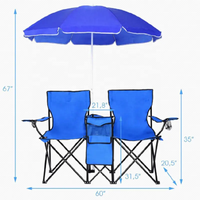 Nouvelle chaise de plage de loisirs d'extérieur, chaise pliante portable pour le camping, chaise double avec pare-soleil et sac isotherme, mobilier d'extérieur léger