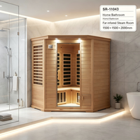 Salle de sauna intérieure de luxe avec design en verre personnalisé et structure en bois naturel pour projets de style de vie haut de gamme