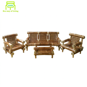 Eco-Friendly Ecowoodies Villa Living Room Bamboo Dining Sofa Set 3+1+1 Seater Center Table Modular Storage Modern Design Outdoor - Product Image 1