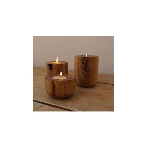Elegant Wooden <b>Tealight</b> Candle Holders Set With Smooth Polished Finish Natural Grain Texture Candle Holders Set - Product Image 5