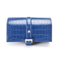 Étui de voyage de luxe en cuir PU motif croco pour montres et bijoux, doublure en flanelle, fermeture à bouton-pression, boîte de rangement pour montres