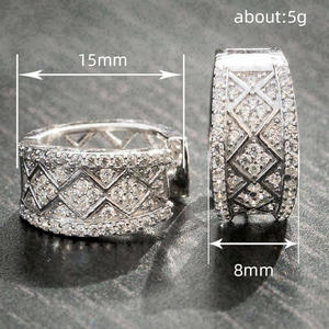 Dang Good E3239 Pendientes de aro de oro blanco con diamantes geométricos con microincrustaciones, joyería fina de lujo para mujer - Product Image 6