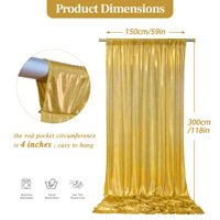 Rideau de fond scintillant doré 5ft(L) * 10ft(H) sans plis, toile de fond chatoyante