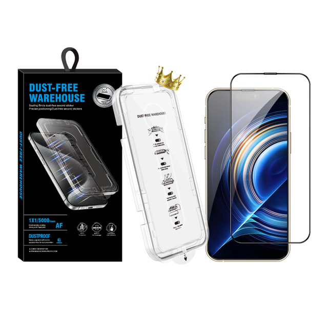 Easy Applicator Install Tempered Glass Screen Protector with Installation Tool Kit for iPhone 12 13 14 15 16 17 18 Pro Max