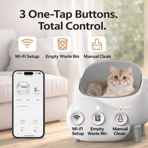 Bac à litière électrique pour chat 76L en PP+ABS+POM durable avec tiroir à déchets extractible, nettoyage automatique et contrôle par application, nettoyage facile, contrôle des odeurs - Product Image 4