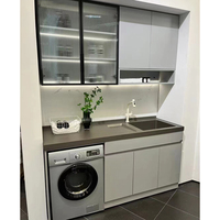 Meubles de rangement pour buanderie, armoire sous évier avec machine à laver, armoires de buanderie modernes en bois massif