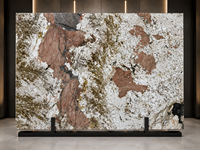 Dalle de quartzite rose Patagonia polie pour comptoir de salle de bain, bar incurvé, niche de douche, plateau de coiffeuse, étagère en pierre