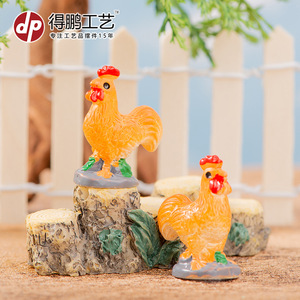 ของตกแต่งเรซิ่นรูปไก่สีส้มขนาดเล็กสำหรับตกแต่งตู้ปลา - Product Image 1