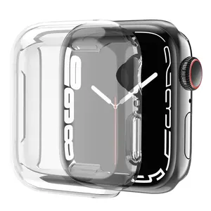 Şeffaf saat kapağı için Apple Watch Case 8 7 6 Se 5 4 41mm 45 40 mm 49mm yumuşak temizle TPU ekran koruyucu için Iwatch