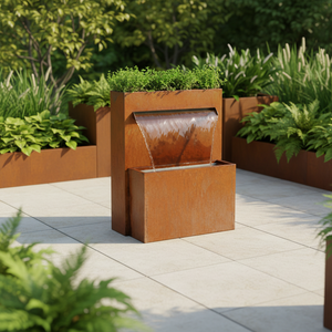 Parc de sculptures publiques, jardinières géantes en acier corten, esthétique paysagère professionnelle - Product Image 4
