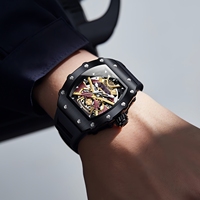 Montre sport automatique de luxe pour homme ONOLA 3865, boîtier carré, bracelet en caoutchouc, cadran en verre, apparence unique