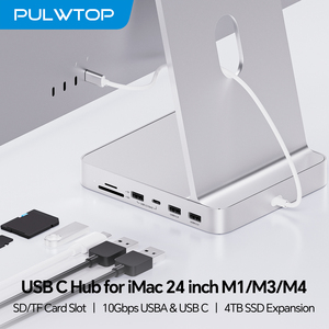 PULWTOP <span class=keywords><strong>HUB</strong></span> <span class=keywords><strong>USB</strong></span> C para <span class=keywords><strong>iMac</strong></span> de 24 Pulgadas 2021/2023/2024, <span class=keywords><strong>HUB</strong></span> <span class=keywords><strong>iMac</strong></span> con <span class=keywords><strong>USB</strong></span> C/A 10Gbps, Compatible con Expansión de SSD M.2 (NO Incluido) - Plateado - Product Image 1