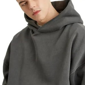 Vente en gros Streetwear personnalisé unisexe sweat à capuche lourd pour hommes sans cordon de serrage sweats à capuche vierges essentiels en coton épais