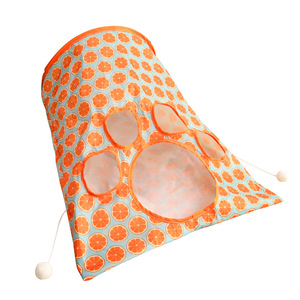 <b>Cat</b> <b>Tunnel</b> Bag With Crinkle Paper 35x45x30cm Interactive Pet Toy For <b>Cats</b> Orange Citrus Print Design - Product Image 2