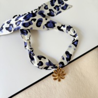 W9Y Nuevo Collar de Pañuelo con Estampado de Leopardo Estilo Boho, Chapado en Oro de 18K, Resistente al Deslustre, Dijes de Joyería de Playa para Joyería DIY