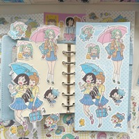 Stiker Gadis Anime Kartun Lucu untuk Diary DIY, Stiker Tahan Air, Stiker Instagram