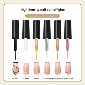 Nouveau produit : Vernis à ongles 6 couleurs avec gel de finition 10 ml, gel à fil doré et argenté haute densité brossé, fournitures pour nail art - Product Image 5