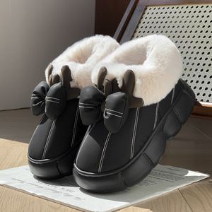 Bottes <span class=keywords><strong>de</strong></span> <span class=keywords><strong>neige</strong></span> d'automne et d'hiver pour femmes Nouvelles pantoufles mignonnes avec nœud et bois <span class=keywords><strong>de</strong></span> cerf - Product Image 3