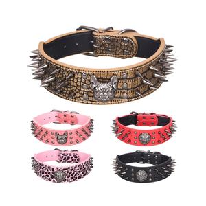 Collar de perro con tachuelas con remaches, collares de cuero PU para perros, duraderos, ajustables para mascotas medianas y grandes, <span class=keywords><strong>Pitbull</strong></span> <span class=keywords><strong>Bully</strong></span> Dog - Product Image 2