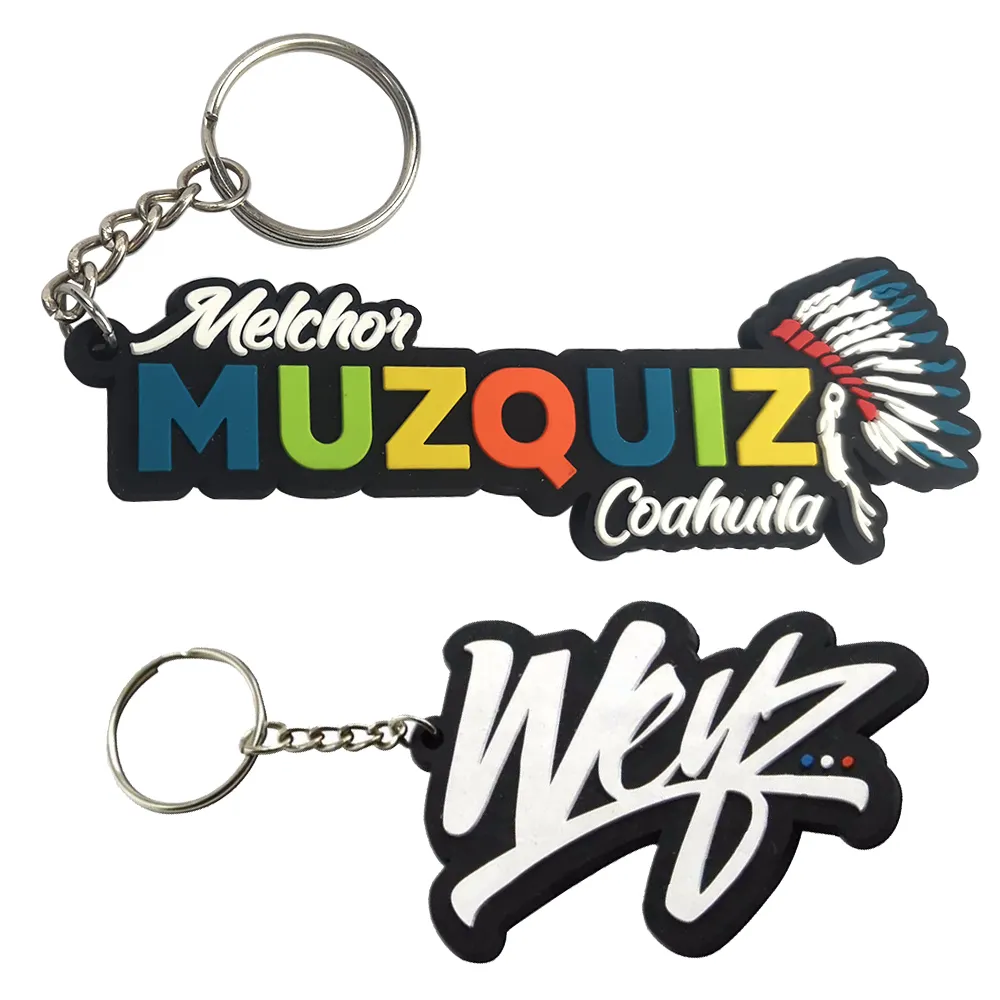 Porte-clés en caoutchouc 2D personnalisé, Porte-clés lettre avec logo personnalisé, Cadeau personnalisé
