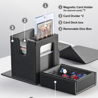 Boîte de rangement Commander avec fenêtre de visualisation, porte-cartes magnétique 35pt, plateau à dés, boîte de jeu TCG pour 100+ cartes à double pochette