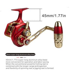 Moulinet de pêche entièrement métallique, moulinet sous-<span class=keywords><strong>main</strong></span>, guide-ligne automatique, <span class=keywords><strong>main</strong></span> droite, rapport de transmission 5,2:1, 13 roulements, poids 600g - Product Image 5