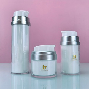 Factory Price 15ml 30ml 50ml 100g Acrylic Lotion Luxury White Serum Matte PP Silver <b>Pump</b> Airless Jar Airless <b>Pump</b> <b>Bottle</b> - Product Image 2