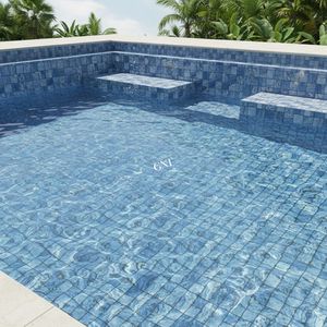 Mosaico de Cerámica Esmaltada de Diseño Moderno Personalizado de Fábrica de Foshan, Color Azul Océano, para Pisos de Piscinas - Product Image 4