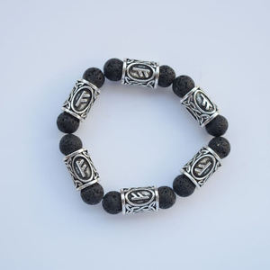 Bracelet pour femme en alliage <span class=keywords><strong>de</strong></span> zinc avec perles <span class=keywords><strong>de</strong></span> <span class=keywords><strong>lave</strong></span> et runes vikings SanLan - Product Image 4