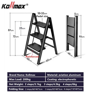 2023 thiết kế mới nhà máy trực tiếp nhôm hộ gia đình gấp thang 4 bước thang với EN131 - Product Image 4